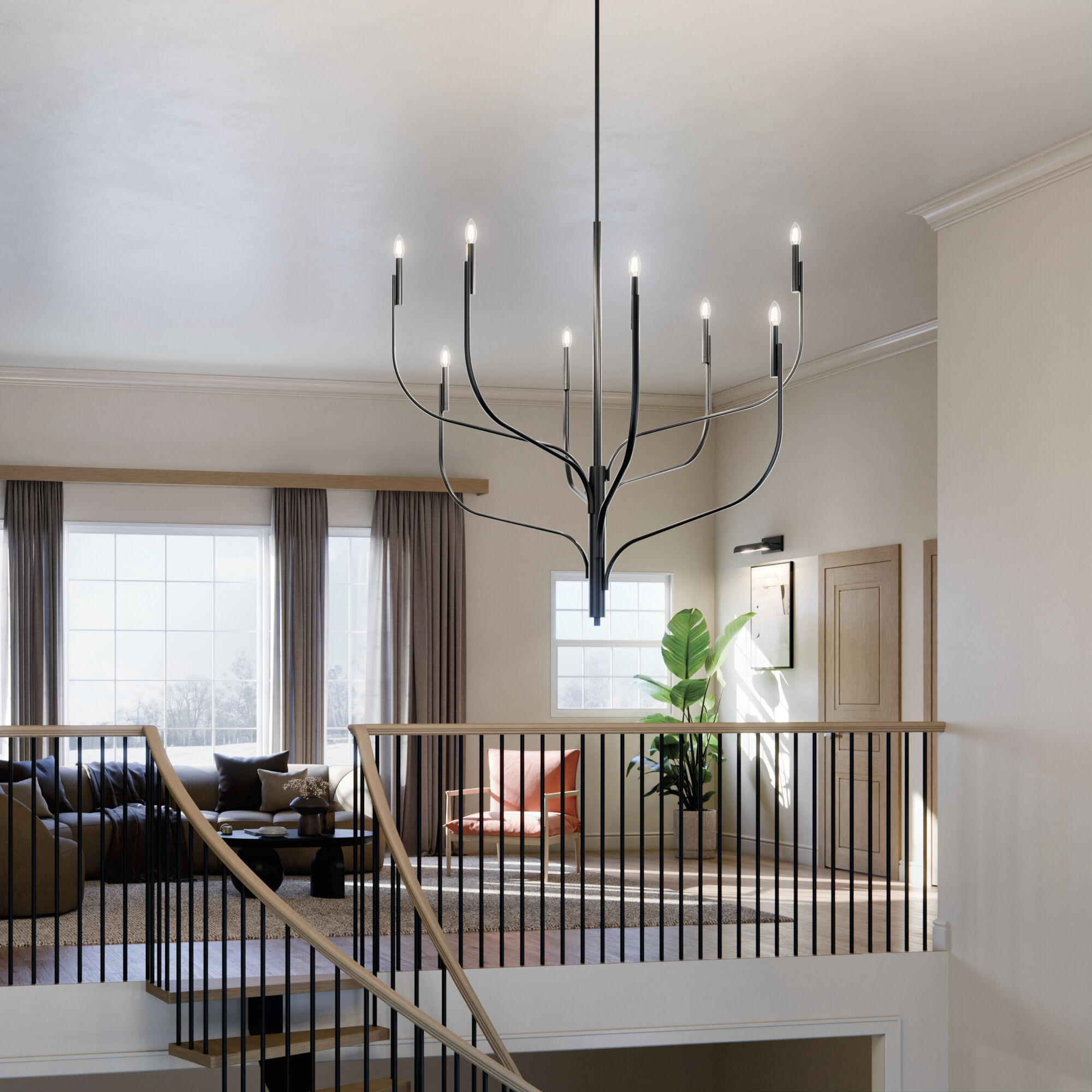 Livadia 8 Light Black Chandelier Ceiling Light, 1 Tier Large